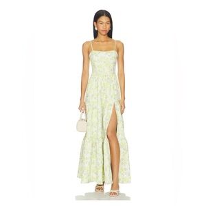 ELLIATT Posey gown in yellow floral print. Size XS